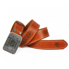 Auspicious Pattern Embossing Belt For Men