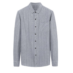 Linen Long-sleeved Business Casual Shirt For Men Cotton And Linen Pockets Non-iron Shirt