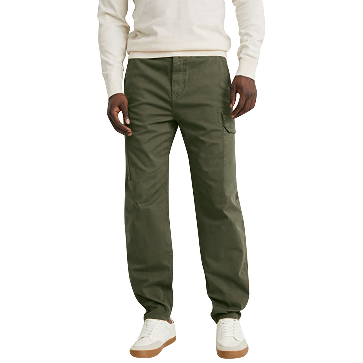 Casual Straight-Leg Cargo Pants For Men – Loose Fit Trousers With Pockets