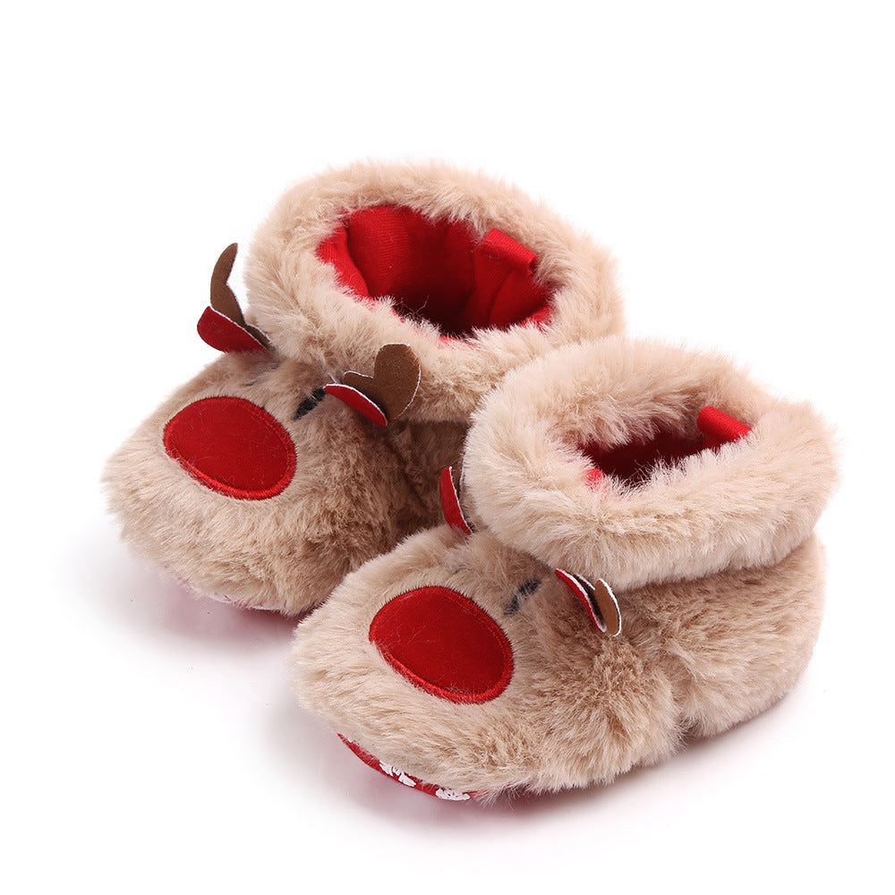 Winter Baby Girls Keep Warm Shoes Muply Christmas Elk First Walkers Anti-slip Newborn Toddler Infant Girl Footwear Shoes