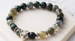 Men’s Natural Lava Stone Bead Bracelet with Leopard Head Charm – Handmade Jewelry