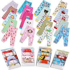 Children’s Leggings Set – Cartoon Print Cotton Stretch Leggings (5-Piece Pack)