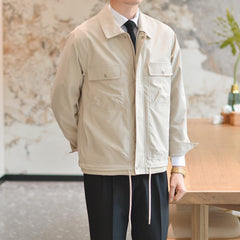 Caramel Multi-Pocket Casual Jacket For Men