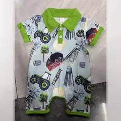 Boy Western Element Short Sleeve Rompers