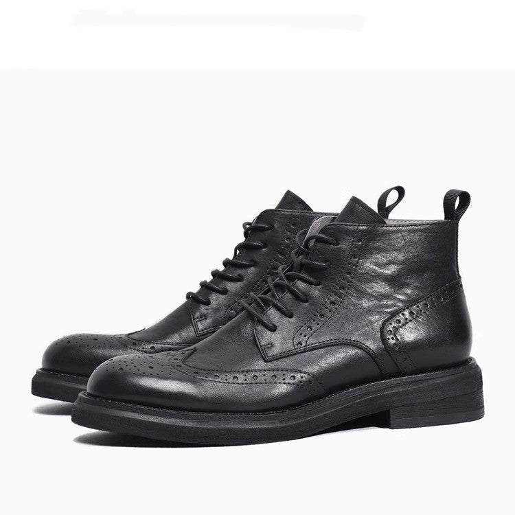 Trendy Casual Platform Oxford Pattern Leather Boots