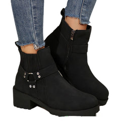 Belt Buckle Women's Ankle Boots Elastic Band