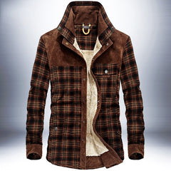 Men's Winter Thicken Warm Fleece Pure Cotton Plaid Jacket