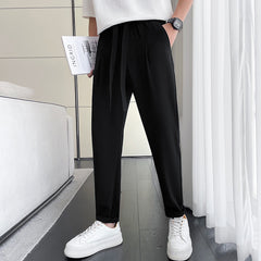New Skinny Slimming Ice Silk Casual Cropped Pants for Men