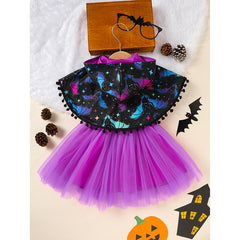 Little Girls Halloween Costume – Tulle Princess Dress with Hooded Cloak