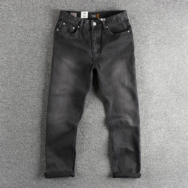 Fashion American Washed Black Gray Jeans Men