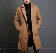 Men’s Mid-Length Trench Coat – Slim Fit Fall & Winter Overcoat