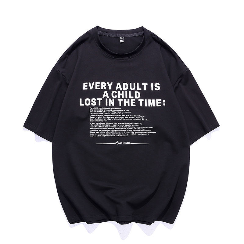 Casual Hip Hop Style Cotton Half-Sleeve Tee for Men