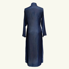 Women's Casual Button Down Denim Maxi Dress Long Sleeve Long Jean Dresses With Pockets
