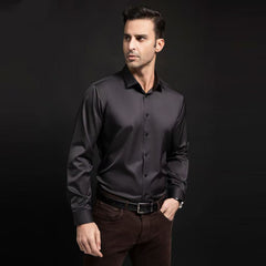 Men's Stretch Silky Seamless Long-sleeved Shirt