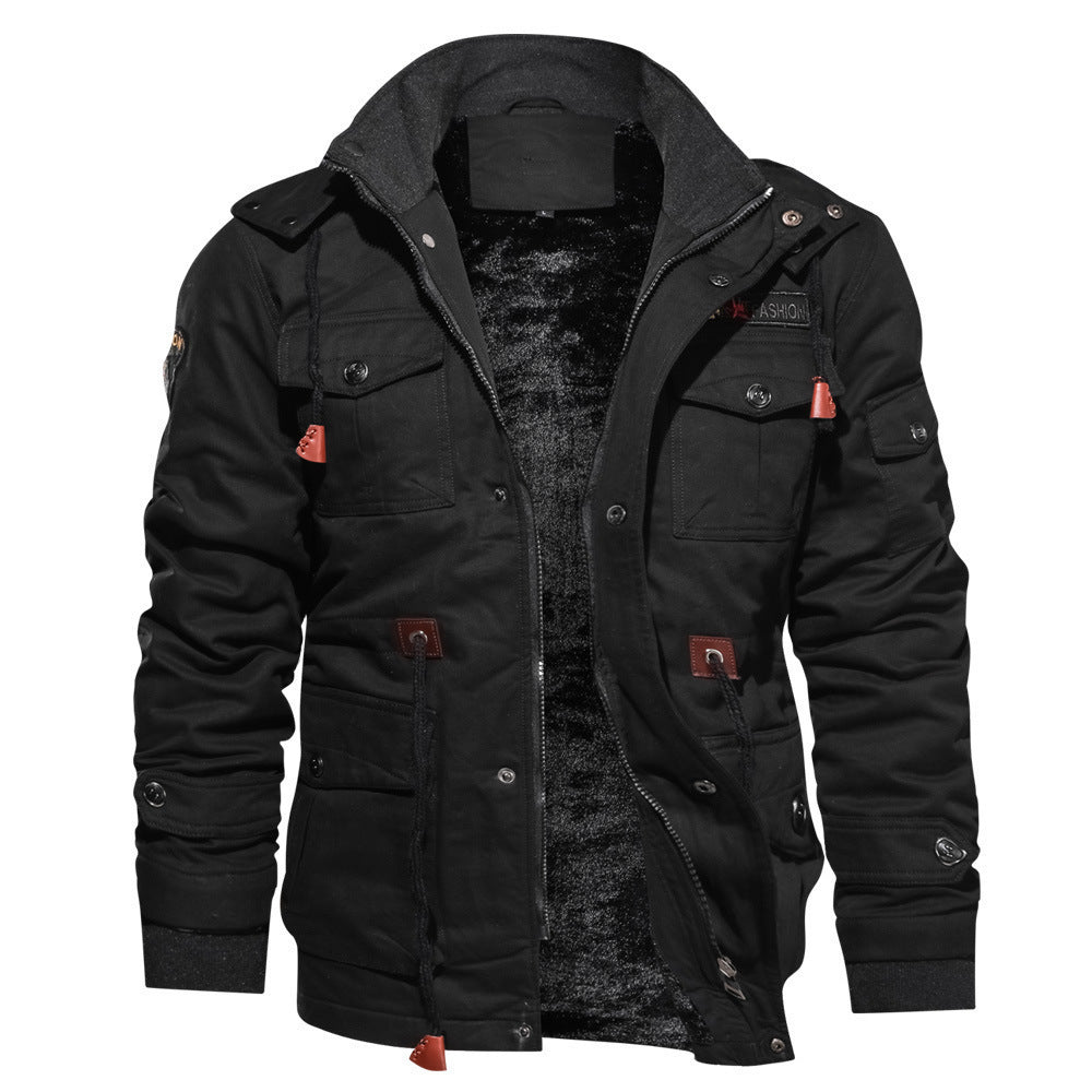 Men’s Detachable Hood Winter Jacket – Multi-Pocket