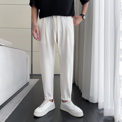 New Skinny Slimming Ice Silk Casual Cropped Pants for Men
