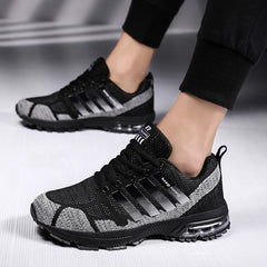Men’s Breathable Fly Woven Sneakers – Casual Air Cushion Running & Fitness Sports Shoes