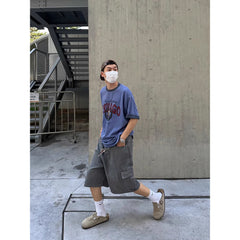 American Retro Washed Denim Shorts Men