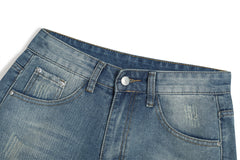 Fashion Washed Hole Denim Shorts Men