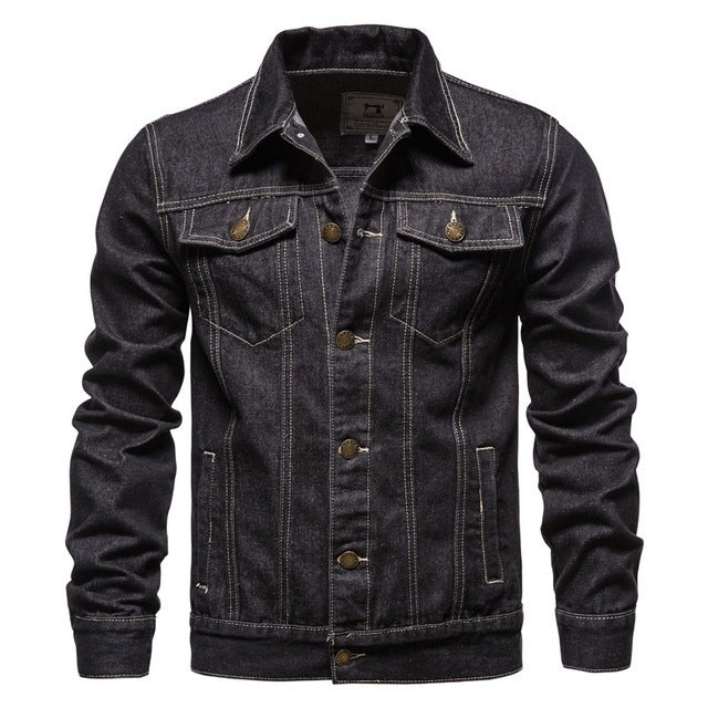 Men's Denim Casual Jacket Blue Lapel Jeans
