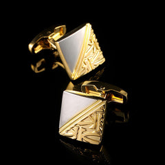 Square Pattern Two-tone High Quality French Cufflinks For Business Suit
