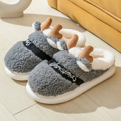 Men’s Christmas Elk Slippers – Warm Winter Indoor House Shoes