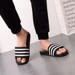 Men’s Striped Home Slippers – Comfortable Indoor Shoes