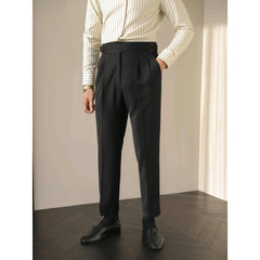 British Retro Business Casual Paris Buckle Suit Pants Men