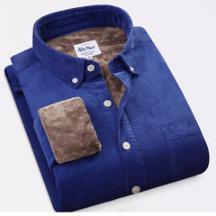 Pure Color Cotton Corduroy Warm Shirt Long Sleeve Men
