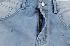 Fashion Holes Raw Edge Denim Shorts Men