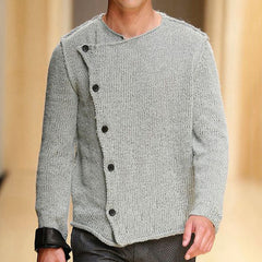 European And American Style Oblique Placket Thick Needle Sweater