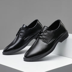 Men's Business Travel Round Head Formal Leather Dress Shoes
