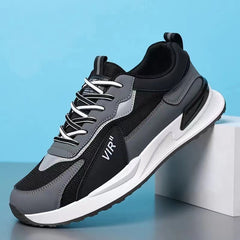 Men’s Color Block Mesh Sneakers – Fashion Casual Lace-Up Outdoor Running Sports Shoes