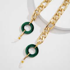 Fashion Retro Flannel Geometric Ring Glasses Chain
