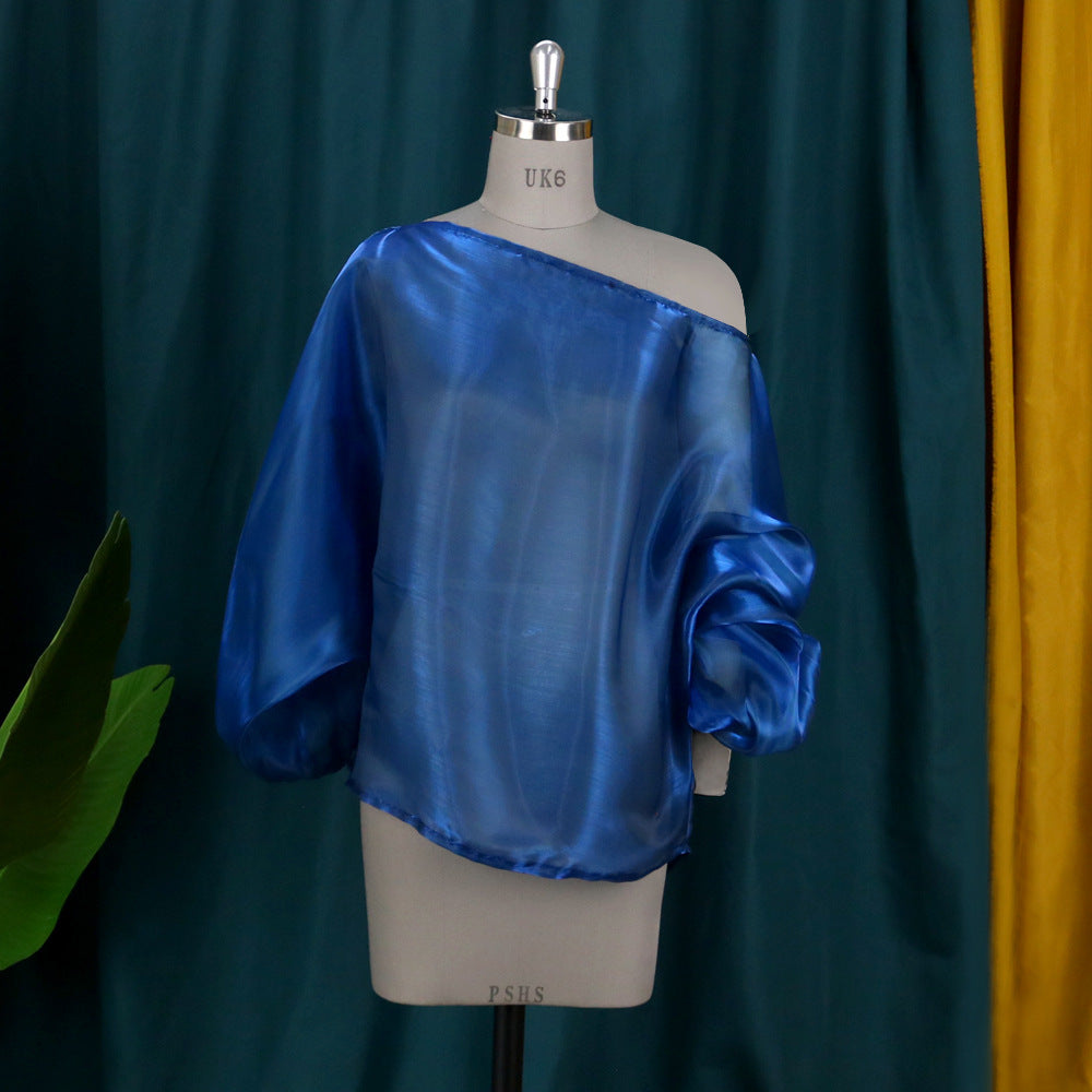 Elegant Off-Shoulder Lantern Sleeve Blouse