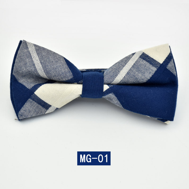 Cotton Bow Tie Men's Wedding Groom Plaid Bow