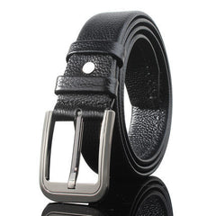 Litchi Pattern Edging Pin Buckle Casual Soft Business Men's Leather Belt