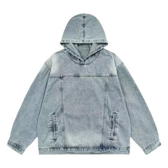 Men’s Retro Hooded Denim Jacket – Stylish Fashion Top for Casual Everyday Wear