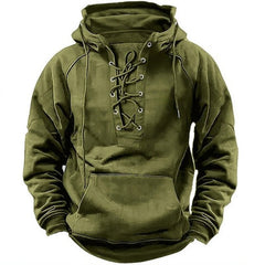 INS Lace-Up Hoodie for Men – Casual Sports Sweatshirt with Pockets, Long-Sleeve Comfortable Top