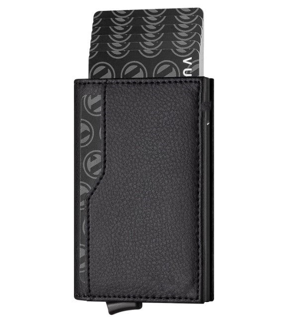 Credit Card Case With Double ID Window RFID Blocking Automatic Leather Up Wallet