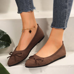 Bow Knitted Loafers – Women’s Fashion Pointed-Toe Flat Shoes