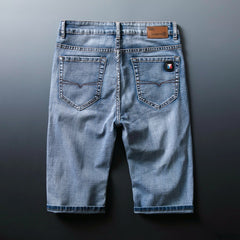 Summer Thin Light Blue High Stretch Denim Shorts Men