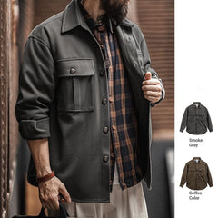 American Retro Woolen Shirt Jacket For Men