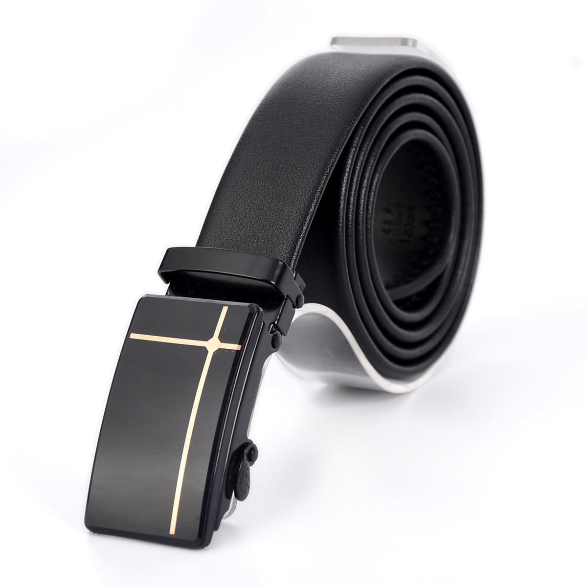 Men's Automatic Buckle Belt Mirror Acrylic Iron Button Business Casual Belt