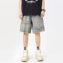 Fashion Summer Stitching Denim Shorts Men