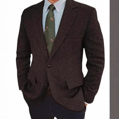 Men's Business Casual Herringbone Suit Jacket