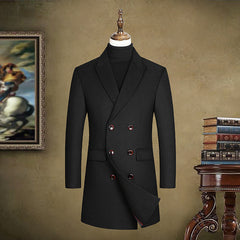 Men's Wool Mid-length Double-Breasted Jacket