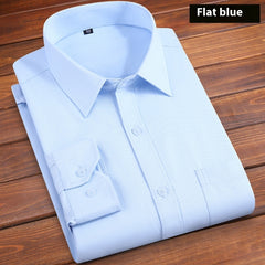 Solid Color Men's Loose Non-ironing Business Shirt
