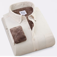Pure Color Cotton Corduroy Warm Shirt Long Sleeve Men