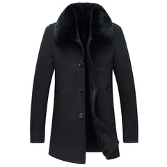 Woolen Coat With Wool Collar For Men